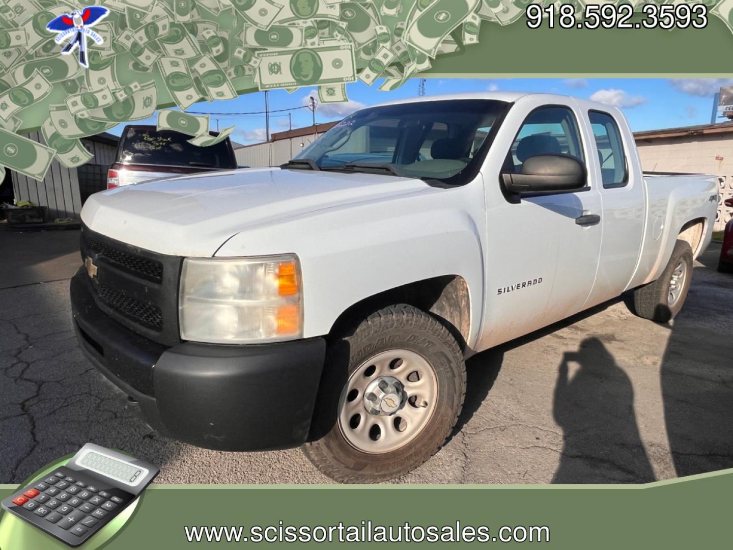 2011 WHITE CHEVROLET SILVERADO WORK TRUCK Work Truck Ext. Cab 4WD (1GCRKPEA0BZ) with an 4.8L V8 OHV 16V engine, 4-Speed Automatic transmission, located at 8101 E. Skelly Dr., Tulsa, OK, 74129, (918) 592-3593, 36.121891, -95.888802 - Photo#0